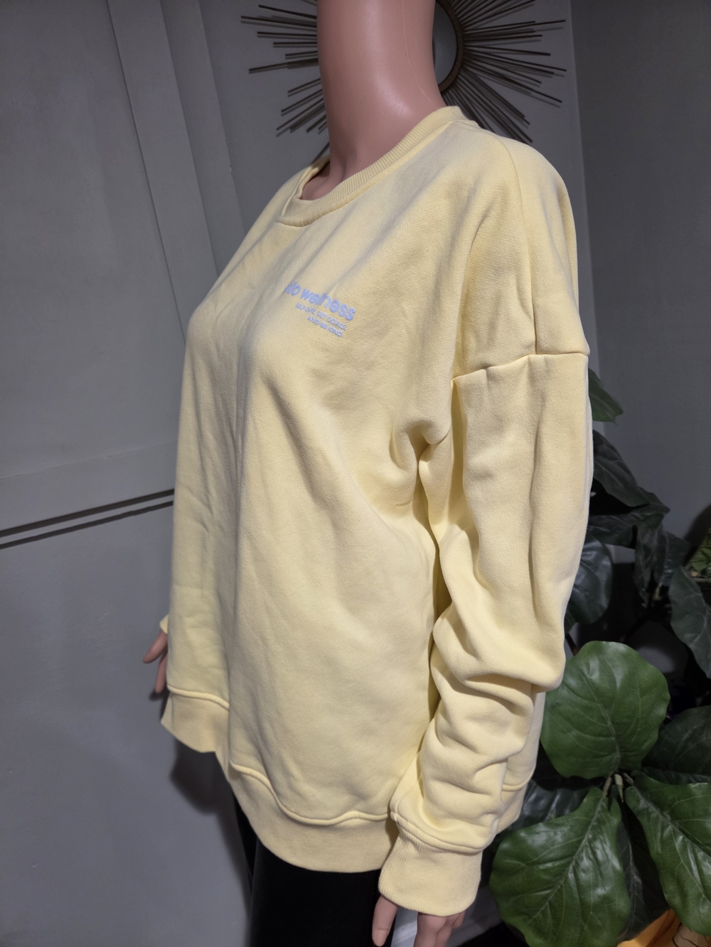 Wilo The Label Wellness Oversized Crewneck Sweatshirt Yellow Blue L - Picture 12 of 16